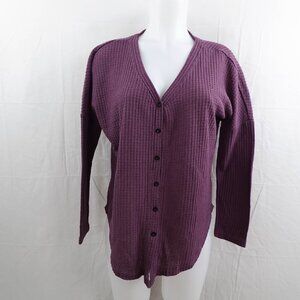 Womens Top Medium Purple Waffle Weave Grunge Casual Outdoor Clean Girl Cozy